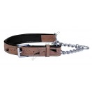 Ace Handcrafted ~ Adjustable PADDED Half check Genuine Leather Dog Collar (Black Lining)